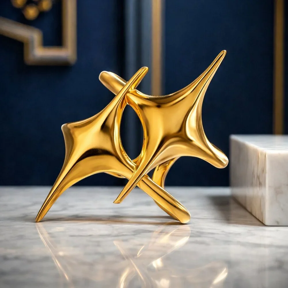 18K Gold Plated Stainless Steel Celestial Starburst Sculptural Adjustable Ring - Picture 5 of 15